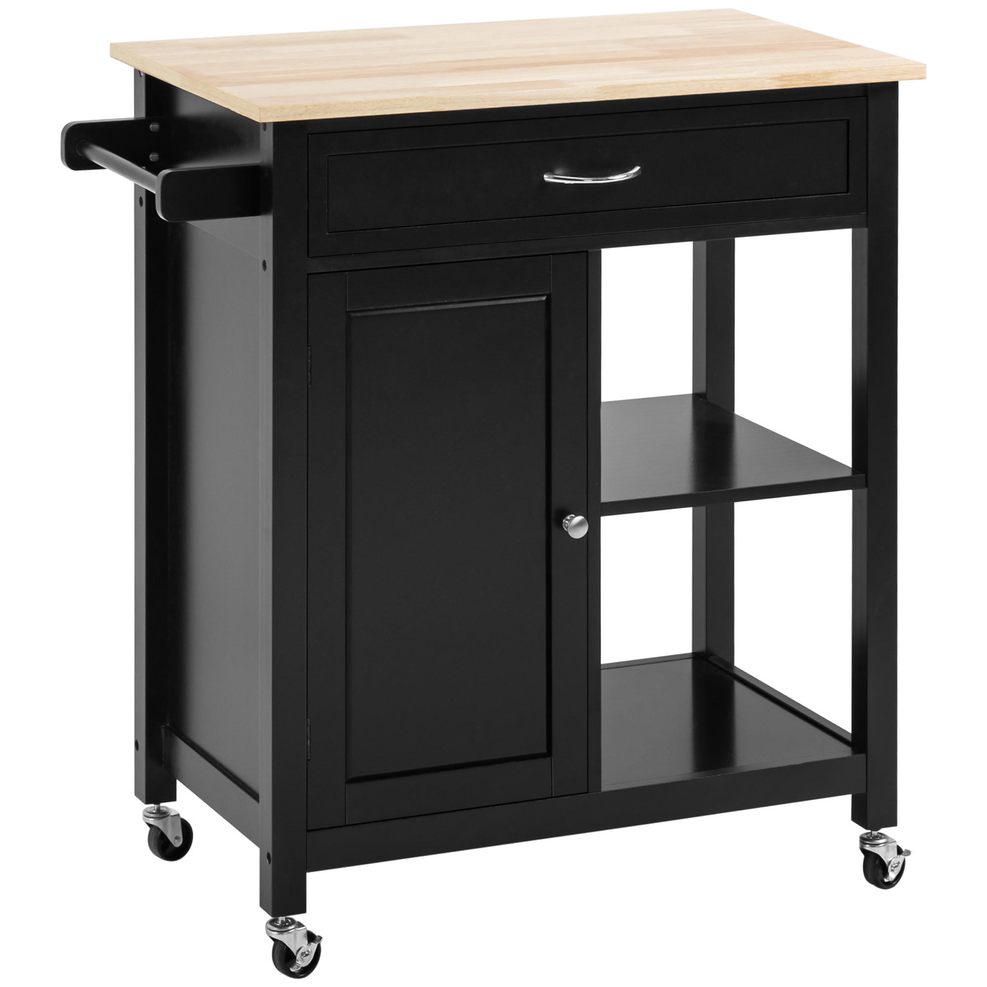 KÜCHENWAGEN, Holz-Wagen mit Schublade und Schrank, 83 x 45 x 88 cm, Schwarz - Multicolor, Metall (83/88/45cm) - FORIOUS