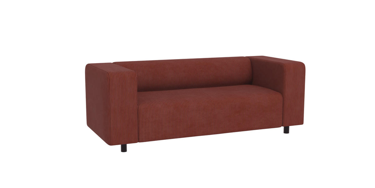 2-SITZER-SOFA Tove Terrakotta Cord - Terracotta/Schwarz, Holz/Kunststoff (151/65/80cm) - S-Style Möbel