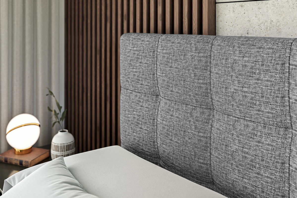 BOXBETT mit Matratze H4 und Lattenrost - MARCE - 180x200 - H4 - Grau - Grau, Holzwerkstoff (180/200cm) - ALTDECOR