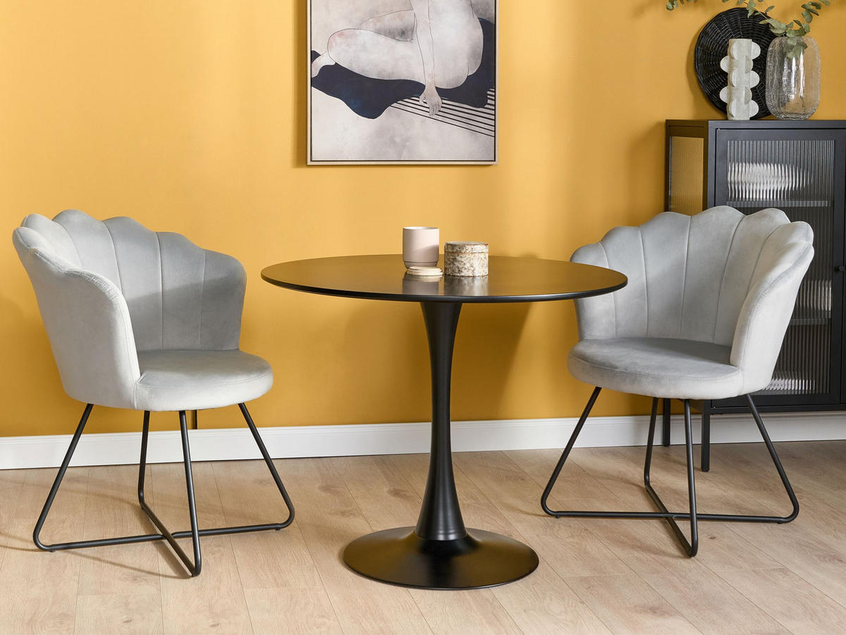 SESSEL Samtstoff Grau Lovelock - Grau, Textil/Metall (67/86/70cm) - Beliani