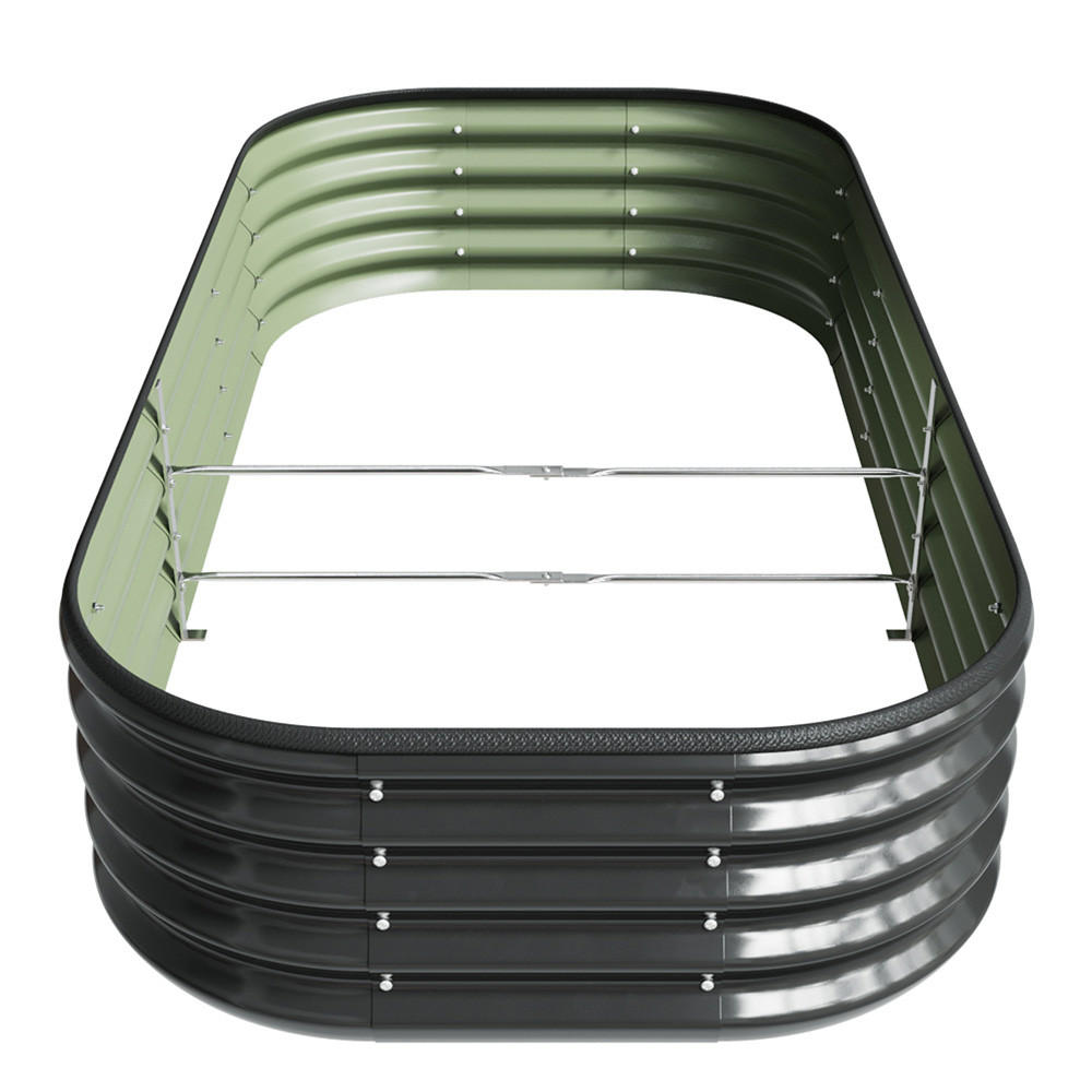 HOCHBEET-PFLANZKASTEN mit Pflanzenstütze aus verzinktem Stahl in Anthrazit Oval Garten Balkon 160 × 80 × 30 cm 6,5 kg - Silberfarben, Metall (80/30/160cm) - Livingandhome