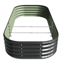HOCHBEET-PFLANZKASTEN mit Pflanzenstütze aus verzinktem Stahl in Anthrazit Oval Garten Balkon 160 × 80 × 30 cm 6,5 kg - Silberfarben, Metall (80/30/160cm) - Livingandhome
