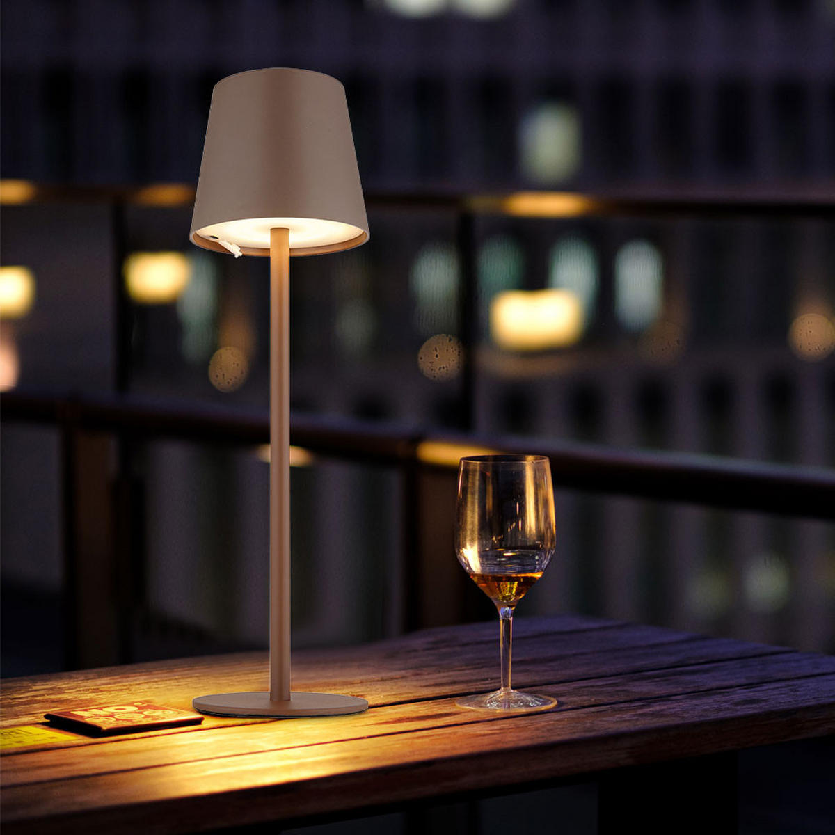 LED TISCHLEUCHTE Braun Akku Touchdimmer - Braun, Metall (10.6/10.6/36cm) - Globo Lighting