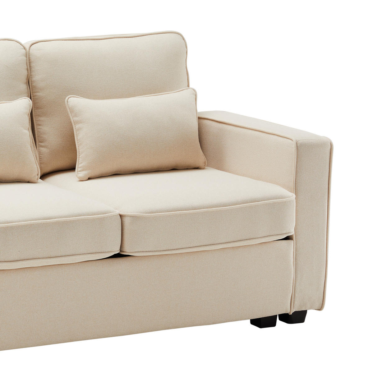 4-SITZER Sofa 264x83x87 mit Hochrücken, Leinen, beige - Beige, Textil (83/87/264cm) - Luhomfu