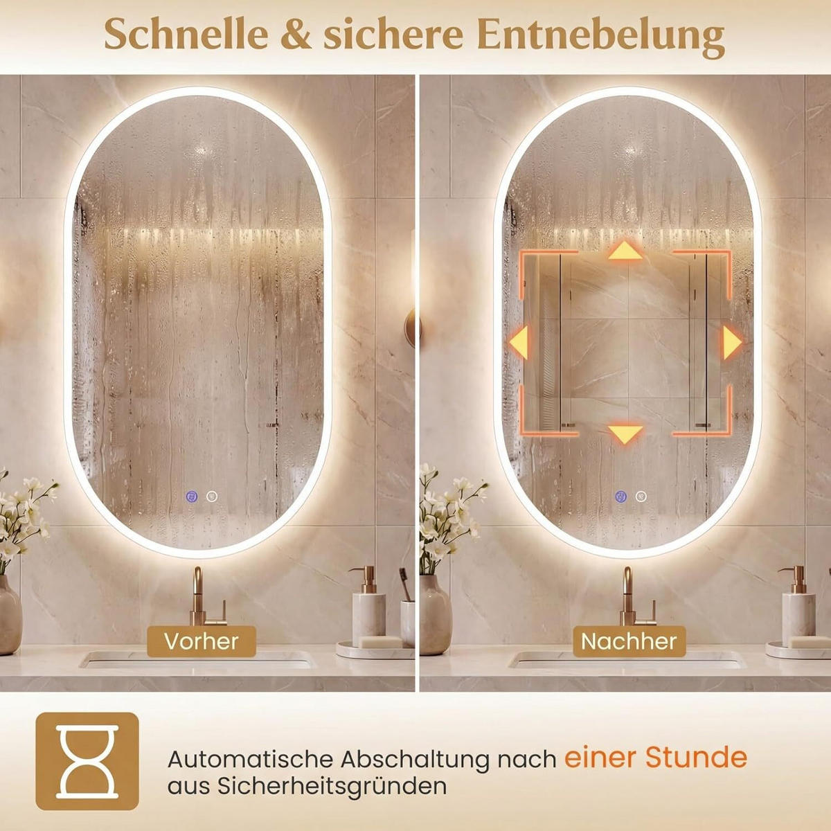 BADSPIEGEL mit Beleuchtung silber - Silberfarben, Glas (55/90/3cm) - COSTWAY