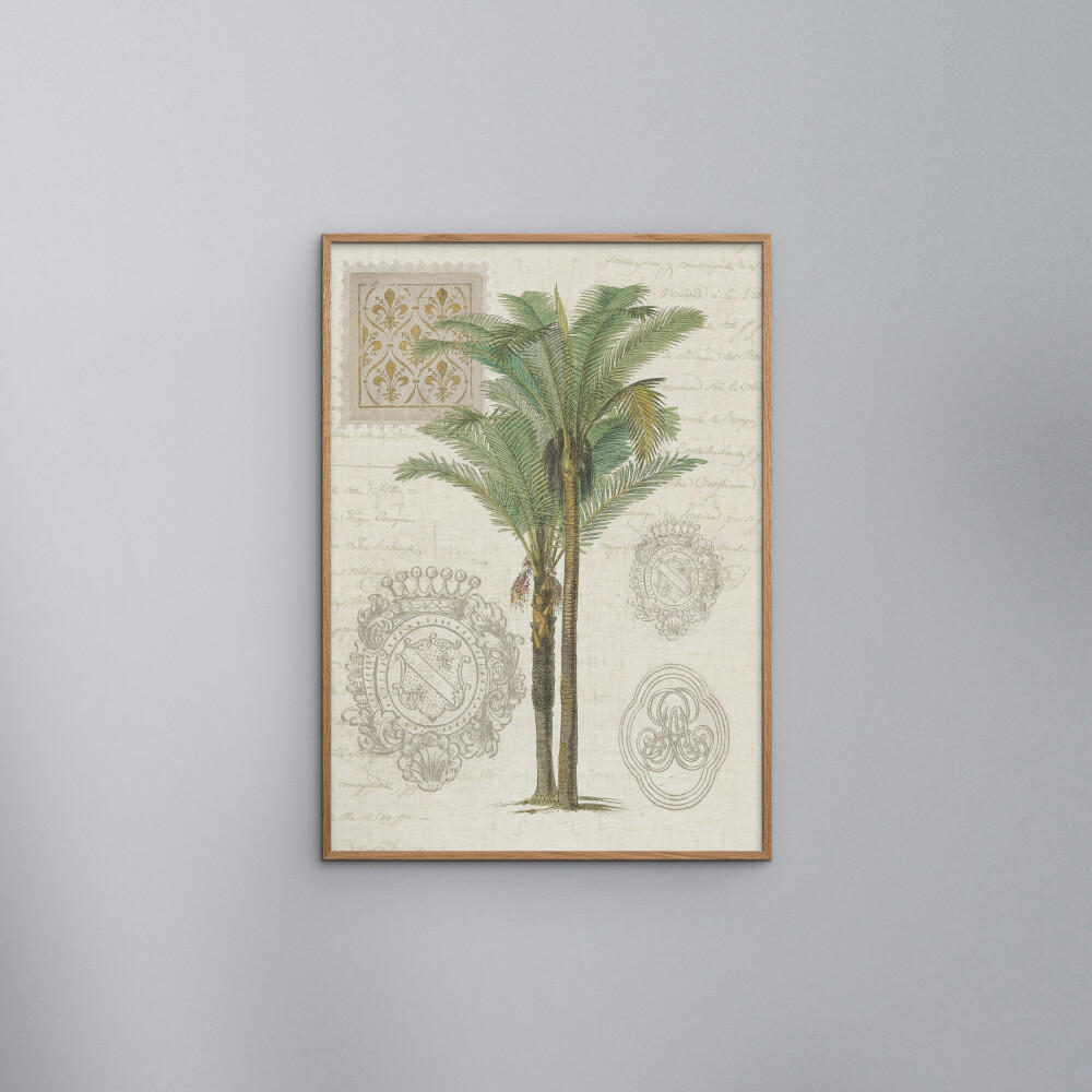 POSTER mit Rahmen Wild Apple - Vintage Palm Study II - Eichefarben/Grün, Holz/Papier (70/100cm) - Poster&Frame