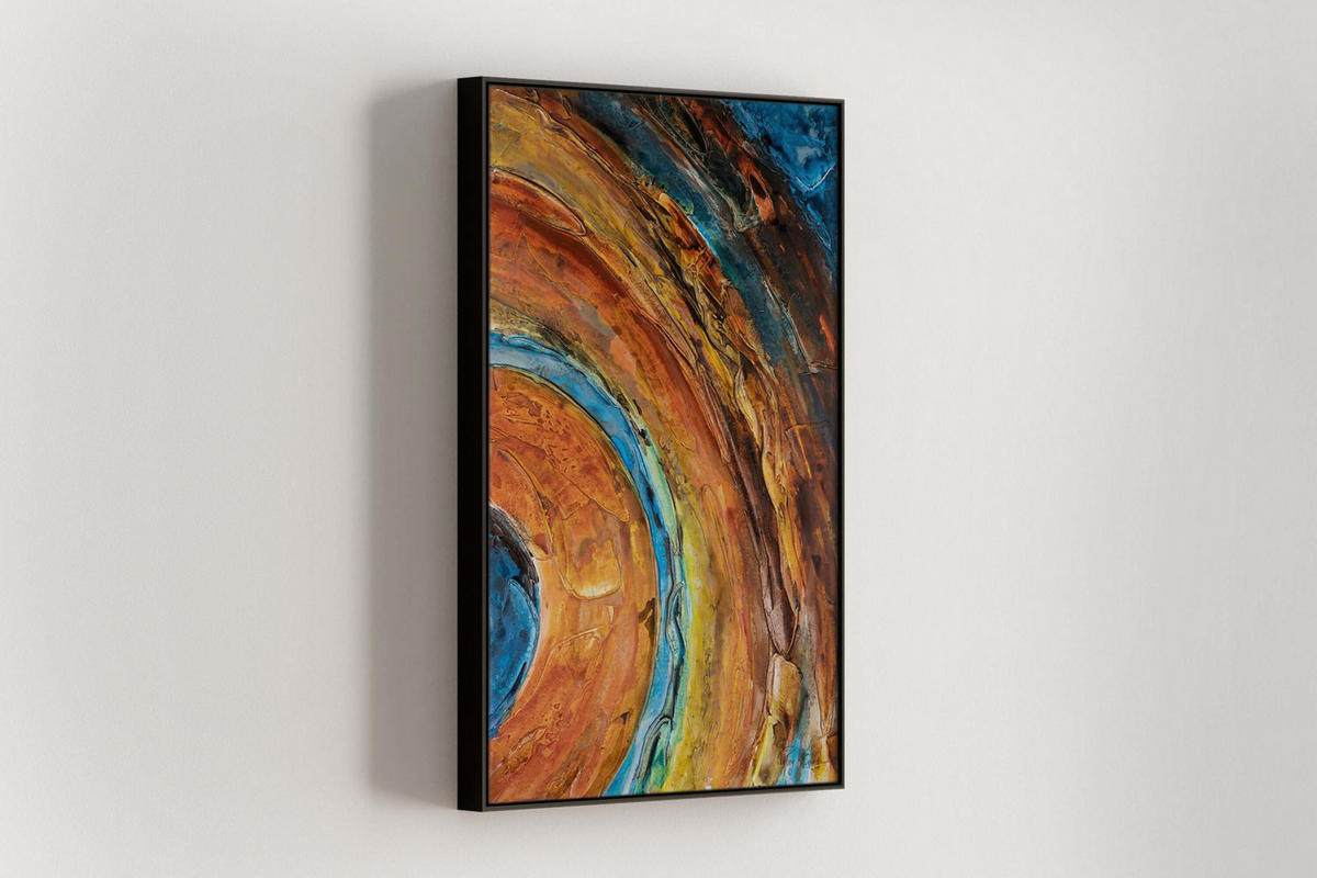 ACRYLBILD HANDGEMALT 60/90 cm - Blau/Kupferfarben, Holz/Textil (60/90cm) - KUNSTLOFT