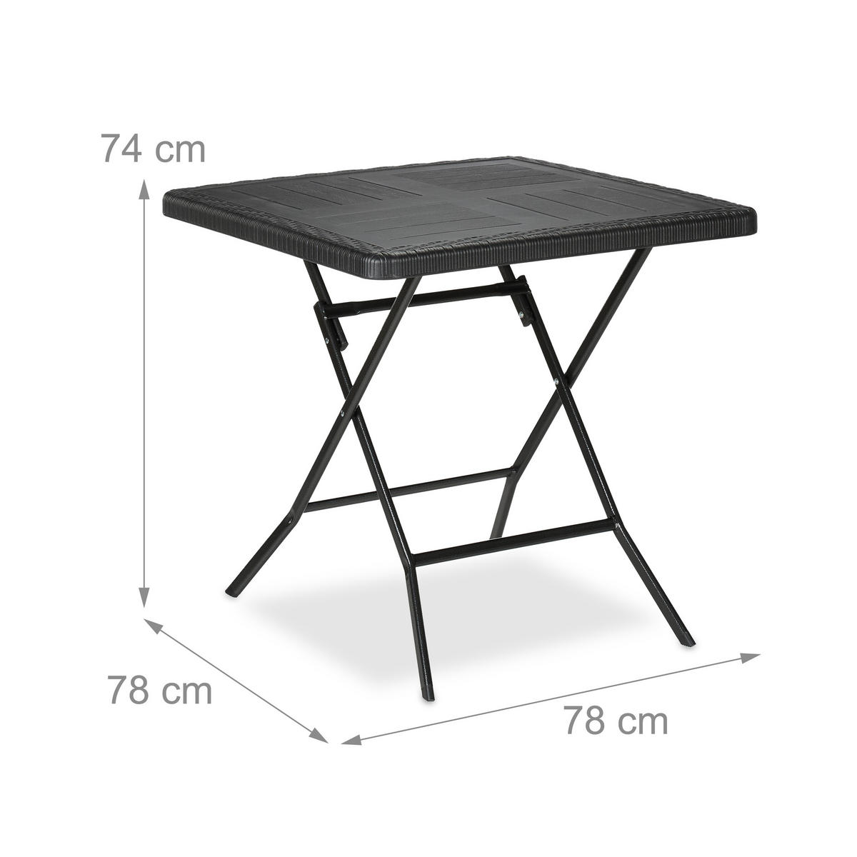 GARTENTISCH - Schwarz, Kunststoff/Metall (78/78/74cm) - Relaxdays