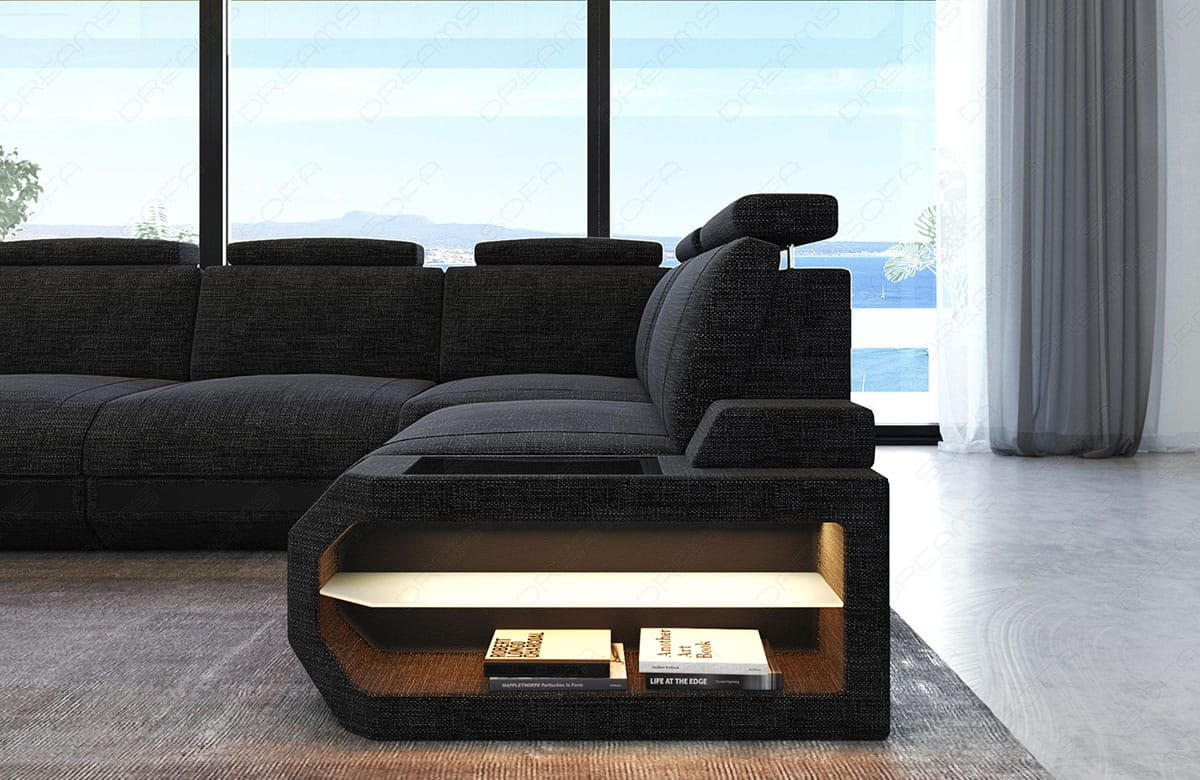 ECKSOFA Siena Schwarzgrau Schwarz Strukturstoff - Schwarz, Kunststoff (347/197cm)