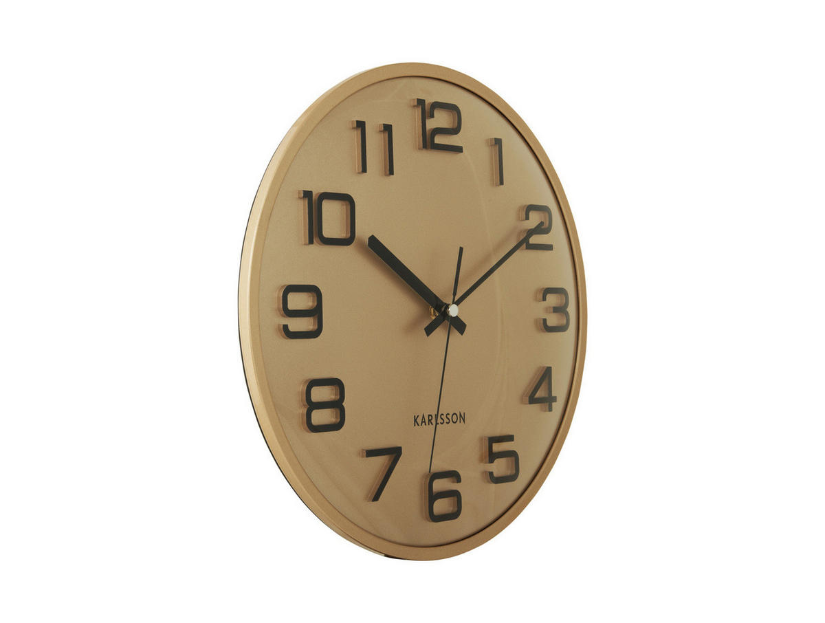 WANDUHR 3D Numbers Gold Ø 30,5 cm - Goldfarben, Kunststoff (30.5/30.5/4.5cm) - Karlsson