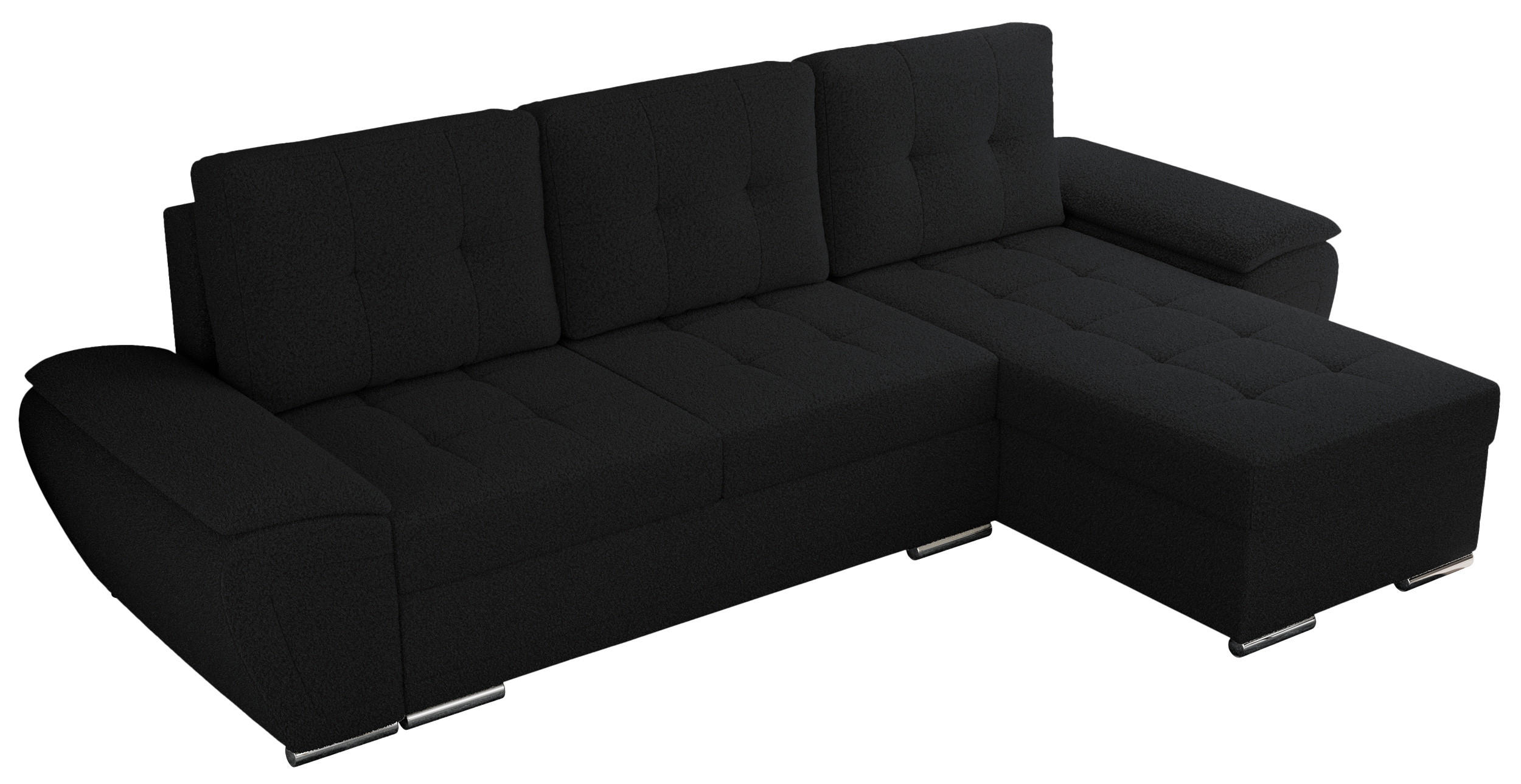 ECKSOFA UMBRIA L Schwarz Boucle - Schwarz/Grau, Textil (271/157cm) - MKS