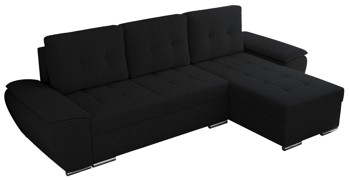 ECKSOFA UMBRIA L Schwarz Boucle - Schwarz/Grau, Textil (271/157cm) - MKS