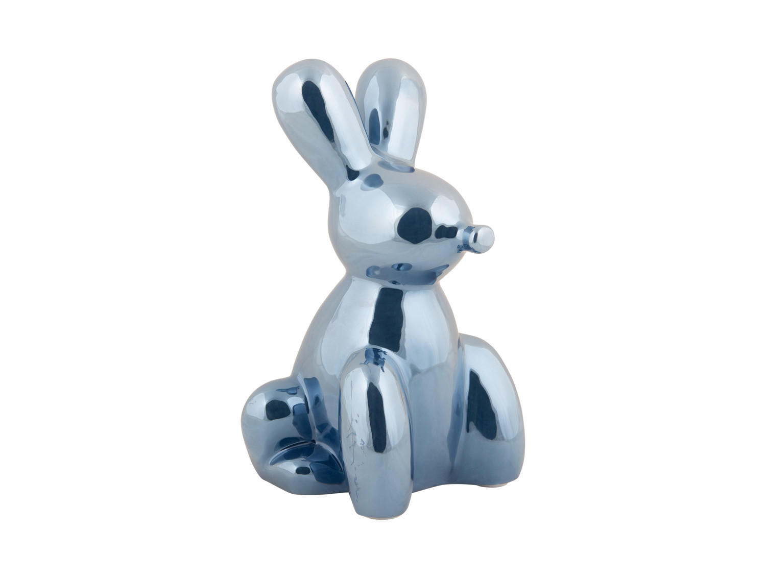 SKULPTUR Balloon Bunny 12.7/11.5/20 cm - Blau, Keramik (11.5/20/12.7cm) - Present Time