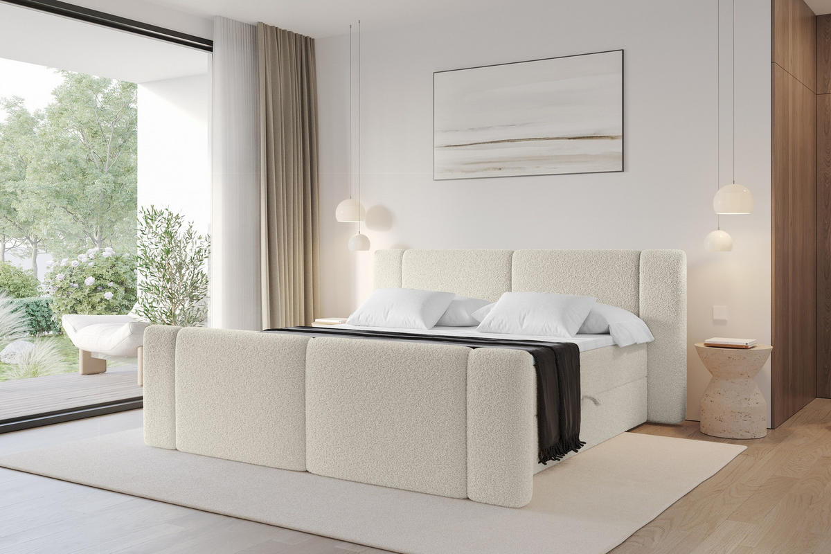 BOXBETT mit Matratze H4 - EVON Zanozek - 140x200 cm Beige - Kaschmir, Holzwerkstoff (140/200cm) - ALTDECOR