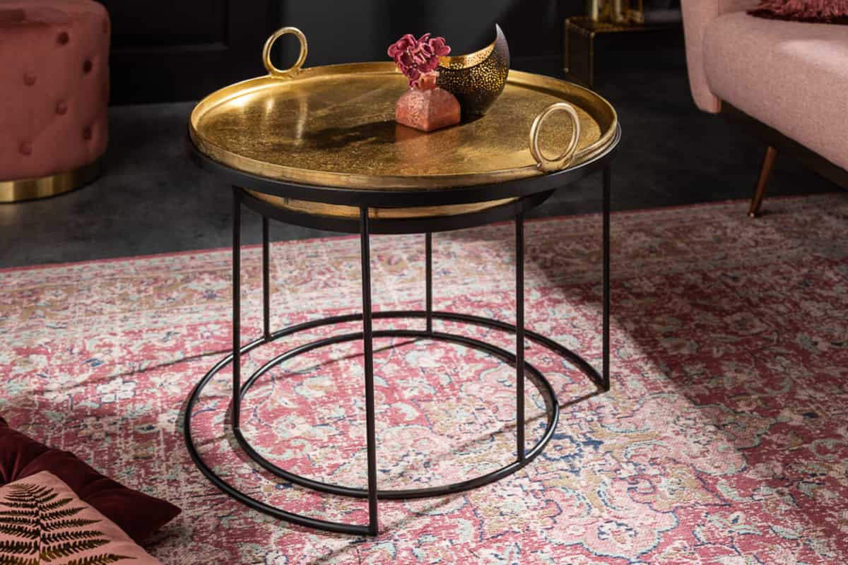 COUCHTISCH ELEMENTS Metall Gold 60 cm - Goldfarben/Schwarz, Metall (62/62/45cm) - riess-ambiente