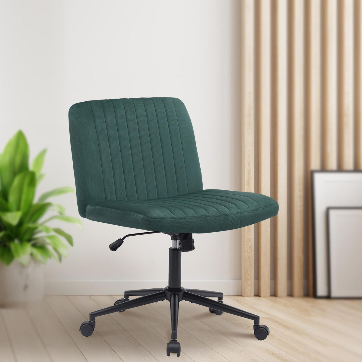 BÜROSTUHL Lynox Samt grün - Schwarz/Grün, Metall (62/98/65cm) - TPFLiving