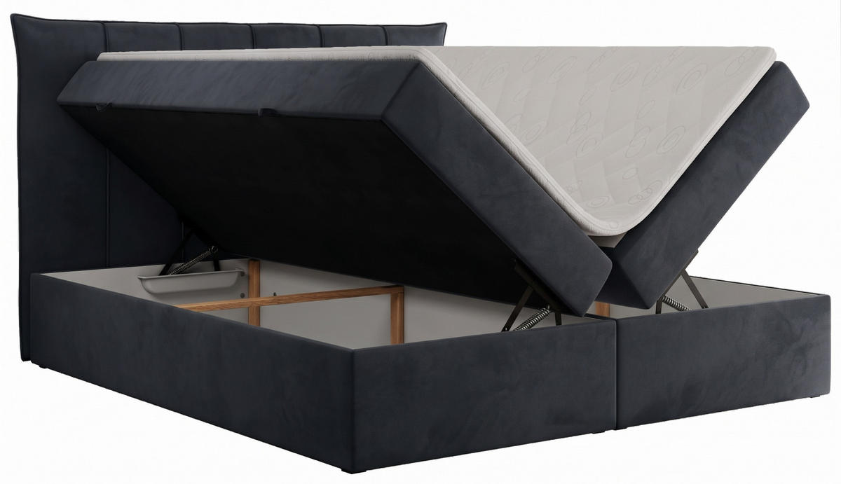 BOXSPRINGBETT PREMIUM 10, 160 x 200 cm, Bettkasten, H3, grau - Grau, Textil (160/200cm) - Labett