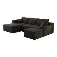 ECKSOFA 241/151/58 cm schwarz aus Stoff ohne Montage - Schwarz, Textil (151/241cm) - OKWISH