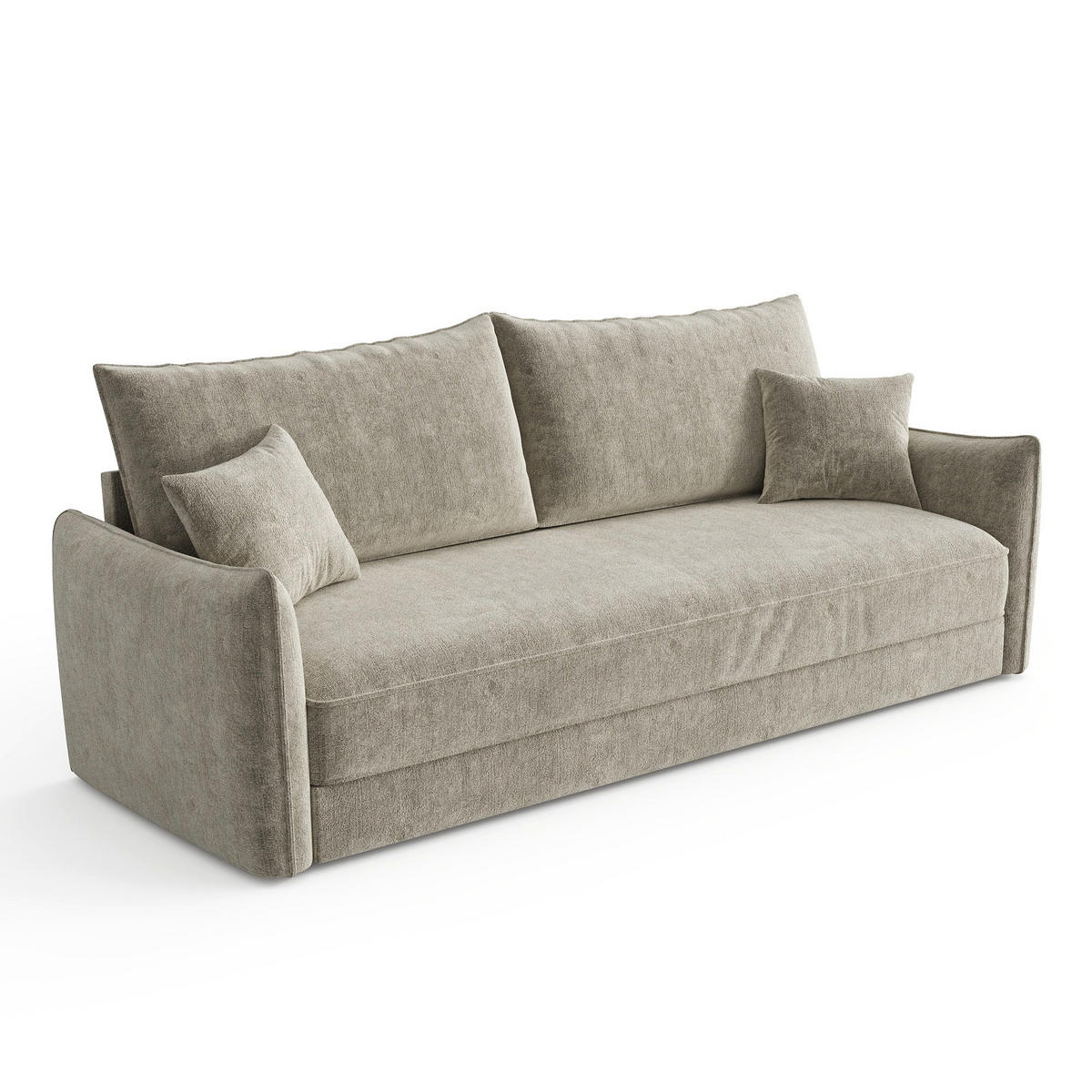 SCHLAFSOFA GERADE Texturierter Samt Taupe 213.5cm - Taupe, Textil (213.5/94/66cm) - Sia Home
