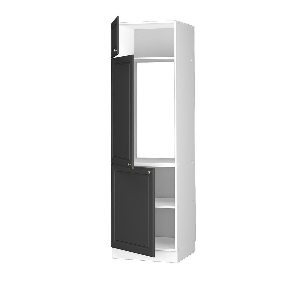 KÜCHENSCHRANK Fame-Line Anthrazit-Gold 60 cm - Anthrazit/Weiß, Holzwerkstoff (60/206.8/58.1cm) - Vicco