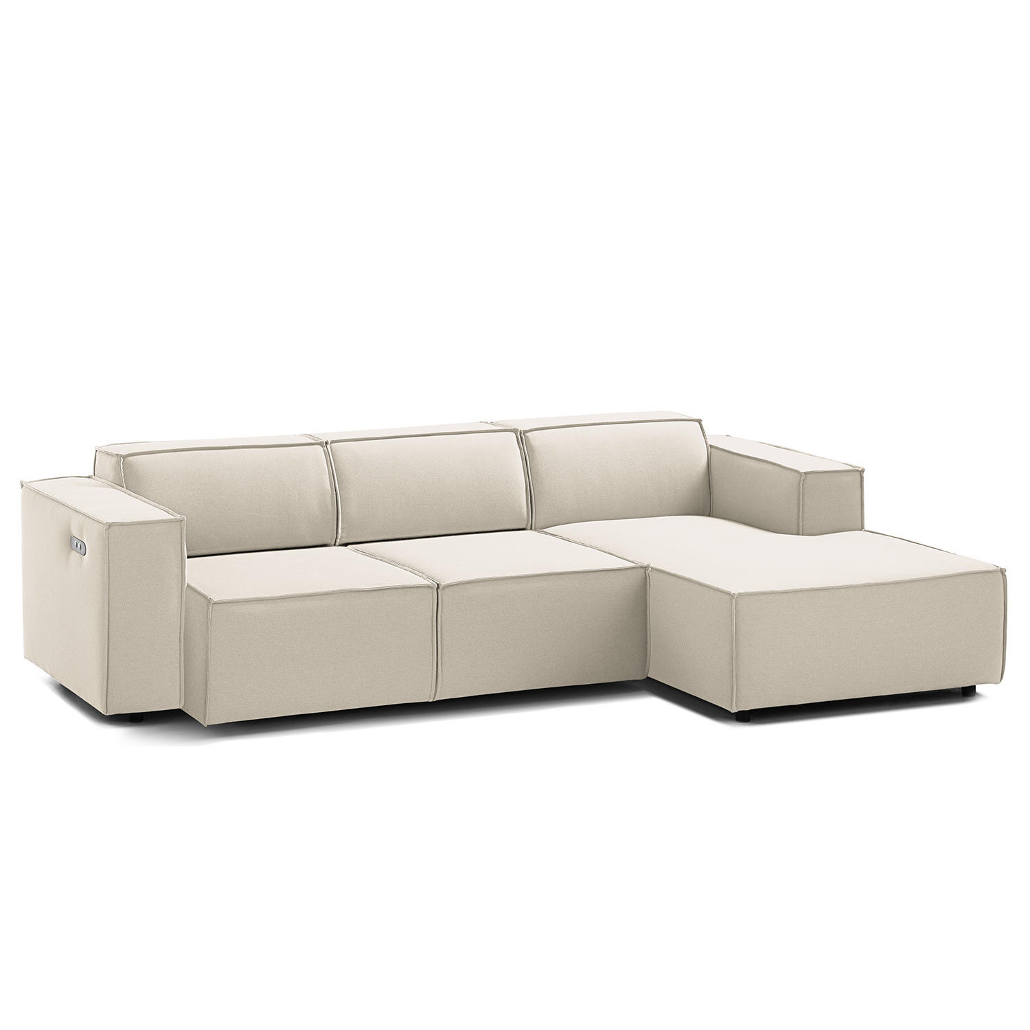 ECKSOFA mit Longchair - Schwarz/Weiß, Kunststoff/Textil (260/177cm) - home24