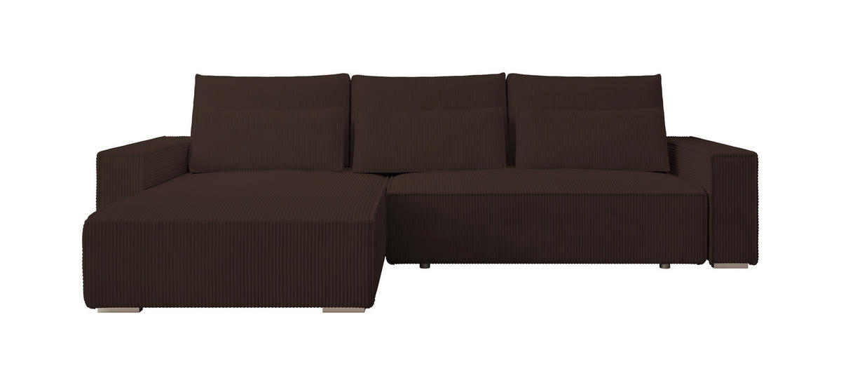 ECKSOFA Alice mit Bettkasten und Schlaffunktion, Cordstoff in L-Form - Braun, Textil (289/184cm)