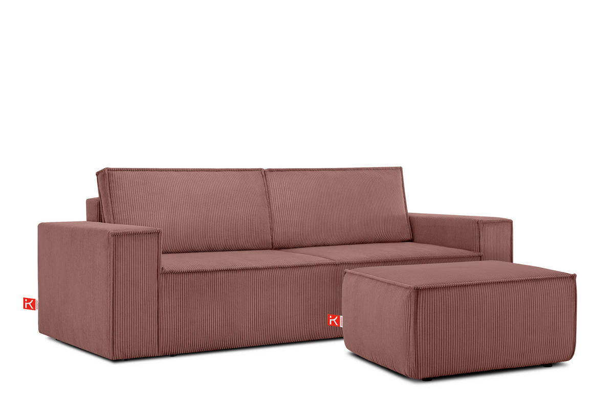 SITZPOUF NAPI gefederte Sitzfläche, rosa - Pink/Schwarz, Textil (83/45/83cm) - KONSIMO®