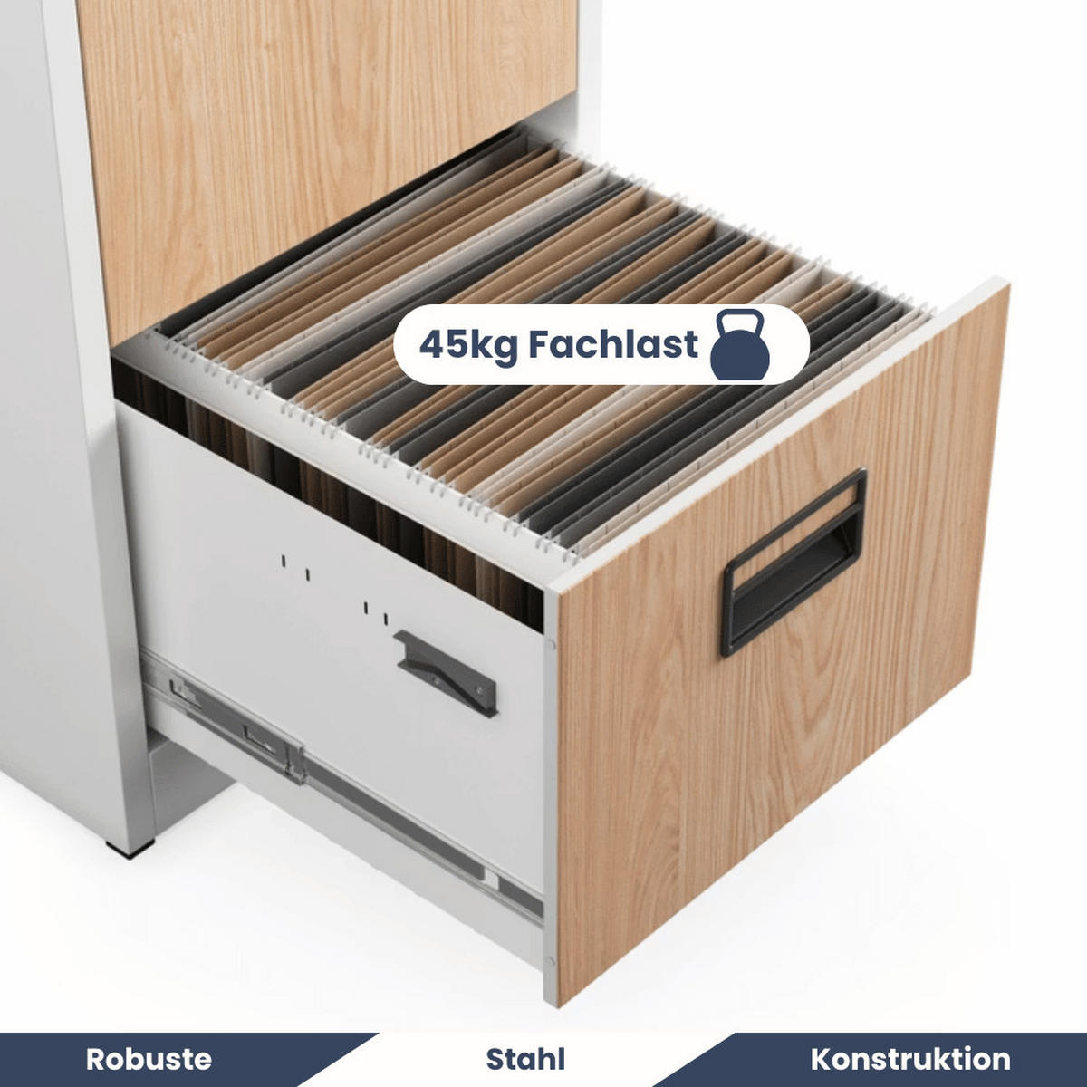 HÄNGEREGISTERSCHRANK abschließbar TION 5 Schubladen 163x46x62cm Weiß-Sonoma Eiche - Weiß, Metall (46/163/62cm) - DELUKE