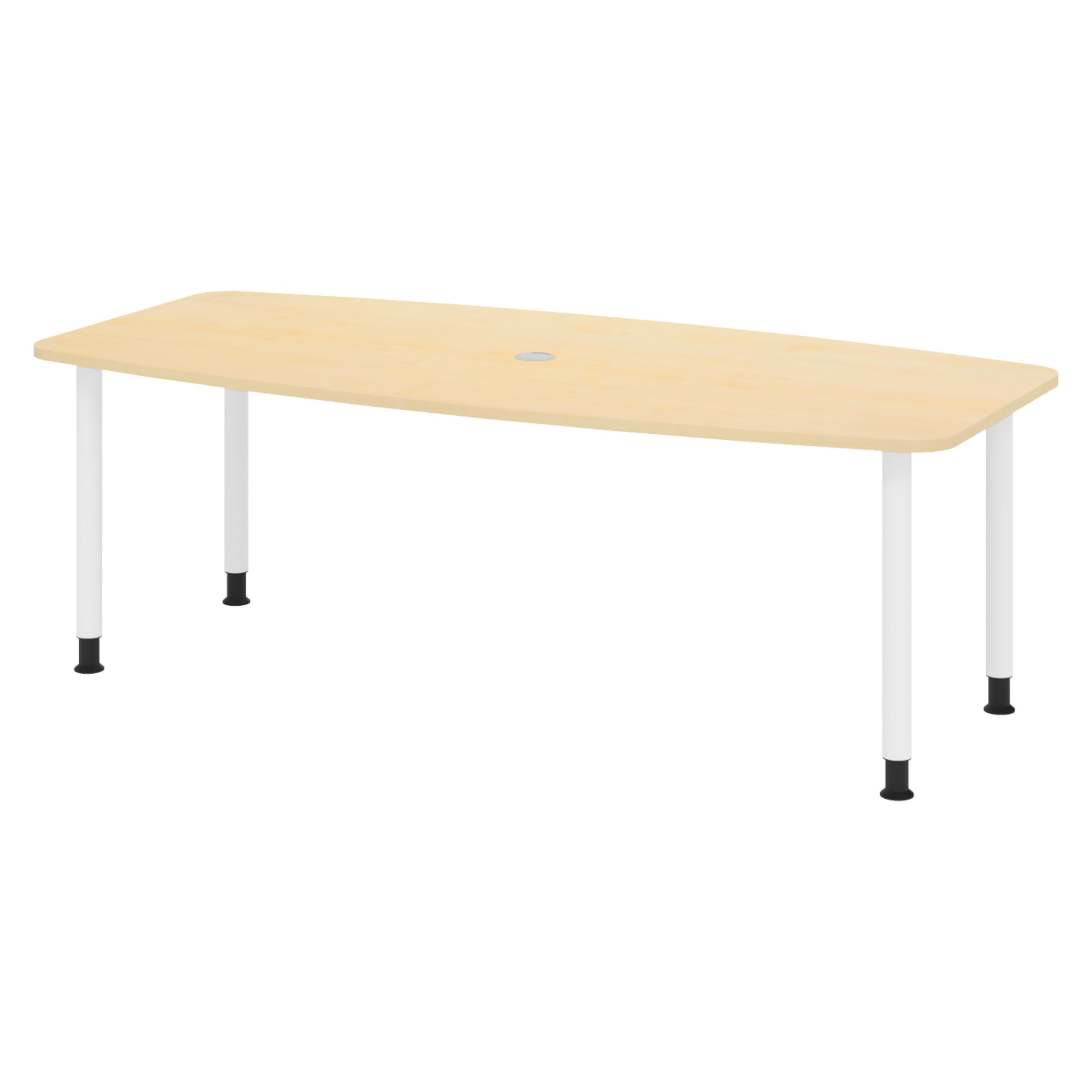 KONFERENZTISCH klein KT22 103/220/74 cm in Ahornfarben/Füße in Weiß - Ahornfarben/Weiß, Holzwerkstoff (103/220/74cm) - bümö