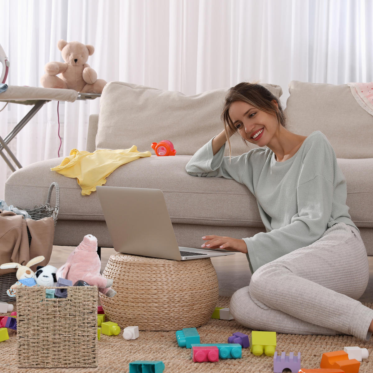 AUFBEWAHRUNGSKORB - Hellbraun, Textil/Metall (30/30/30cm) - Relaxdays