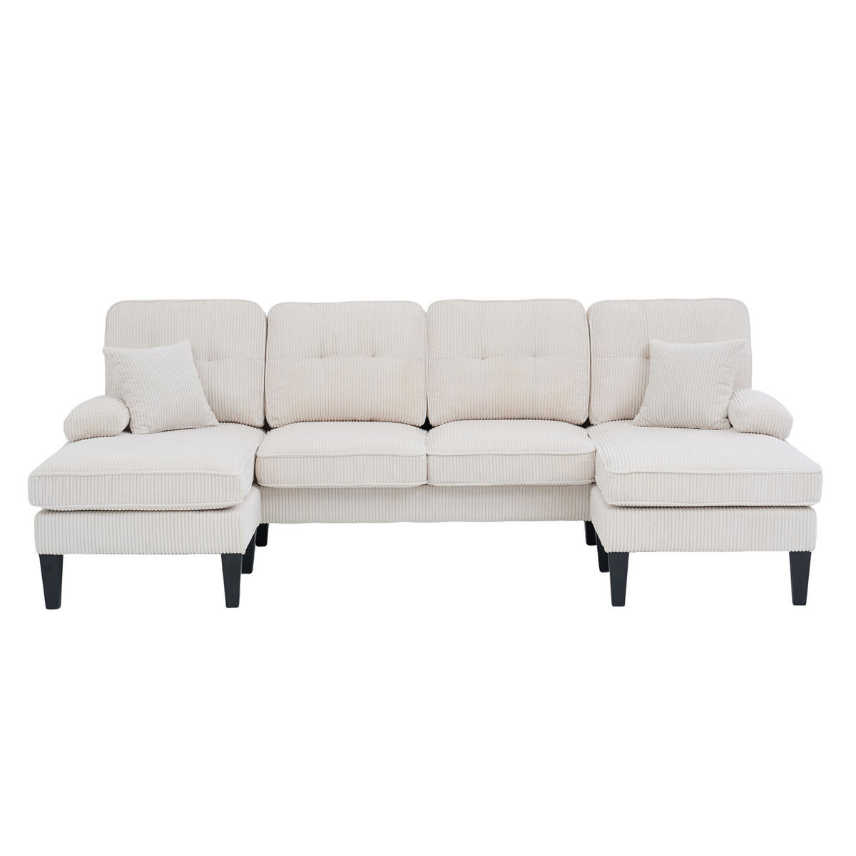 WOHNLANDSCHAFT 250/130/88 cm Beige mit Aufbewahrungsfach und USB/Type-C-Ladeanschluss - Beige, Textil (250/88/130cm) - Oxeza