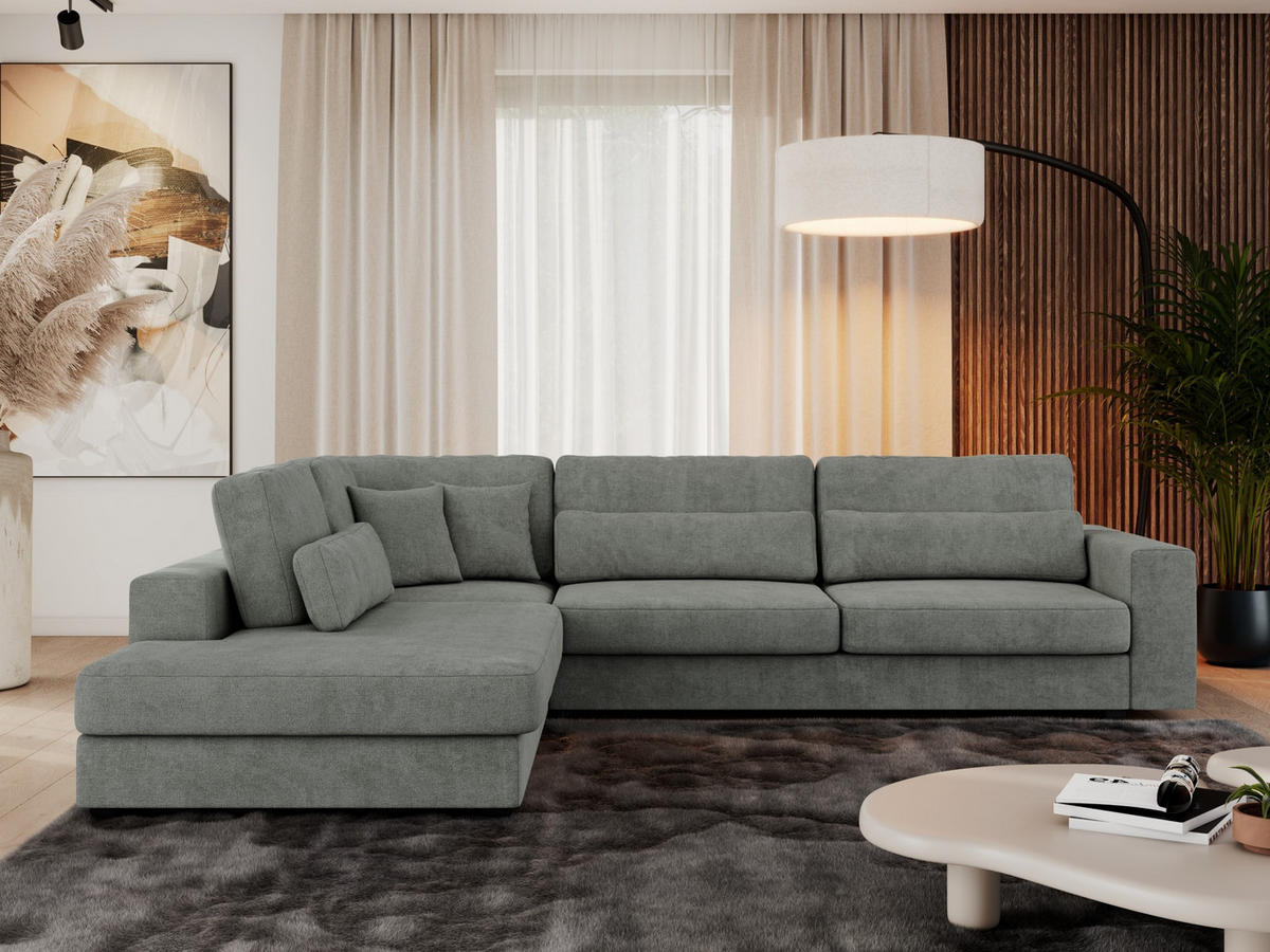 ECKSOFA Savona Grau Strukture - links - Schwarz/Grau, Kunststoff/Textil (316/249cm) - MKS