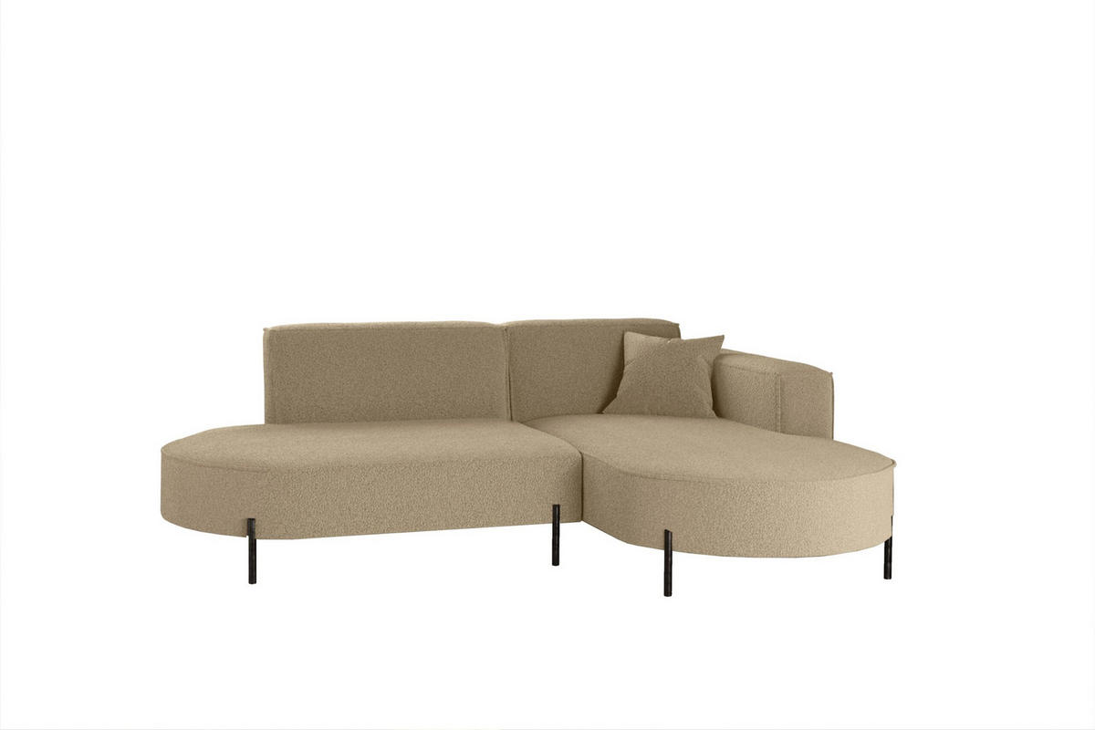 ECKSOFA L-Form Designer Modena Rein Stoff Quelle Hellbraun Rechts - Hellbraun, Holz/Textil (236/165cm) - Kaiser Möbel