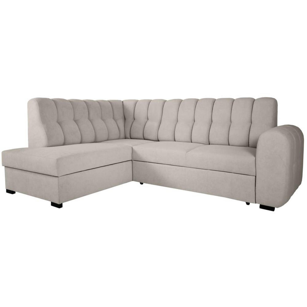 ECKSCHLAFSOFA Zoja links cappuccino - Schwarz/Cappuccino, Textil (261/193cm) - Beautysofa