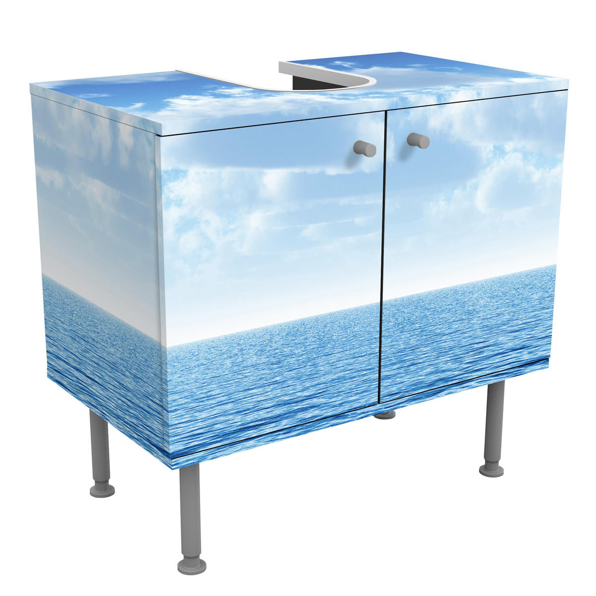 WASCHBECKENUNTERSCHRANK Shining Ocean 60/55/35 cm - Blau, Holzwerkstoff (60/55/35cm) - Bilderwelten