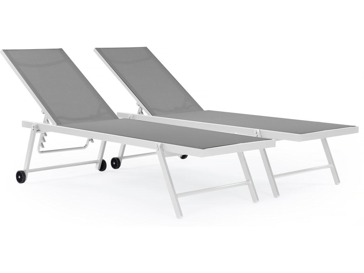 SONNENLIEGE jolia Grau / Weiß - Grau, Metall (60/37/194cm) - Habitat Garten