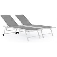 SONNENLIEGE jolia Grau / Weiß - Grau, Metall (60/37/194cm) - Habitat Garten