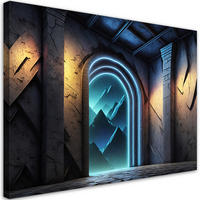 WANDBILD portal neon fantastics abstraktion - Blau, Textil (60/40cm) - Feeby