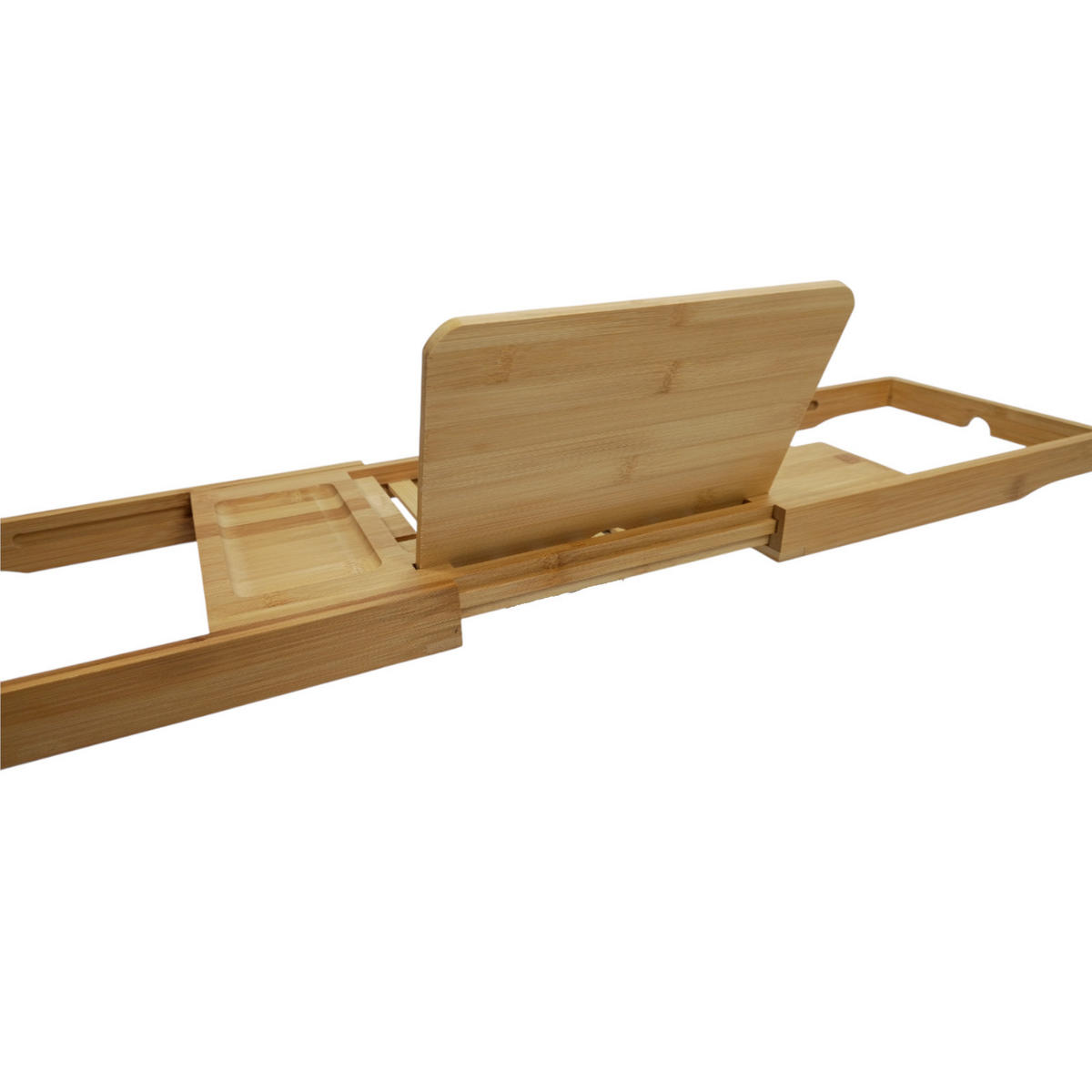 BADEWANNENABLAGE Bambus ausziehbar 70–104 x 23,5 x 4 cm mit Buchhalter und Ablagefächern - Naturfarben, Holz (70/4/23.5cm) - Begryf