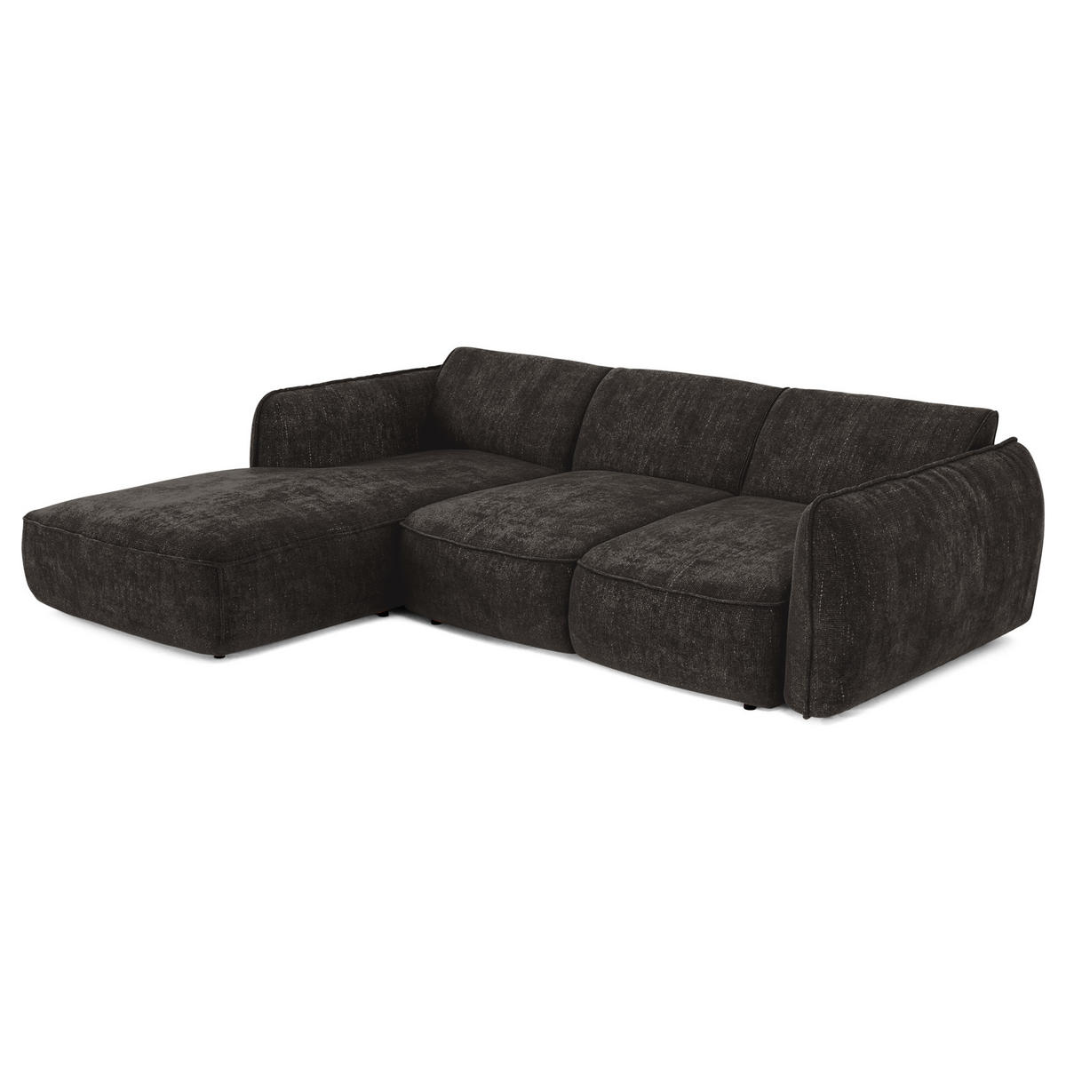 ECKSOFA RECHTS Rastervelours 274cm - Schwarz, Textil (274/174cm) - Sia Home