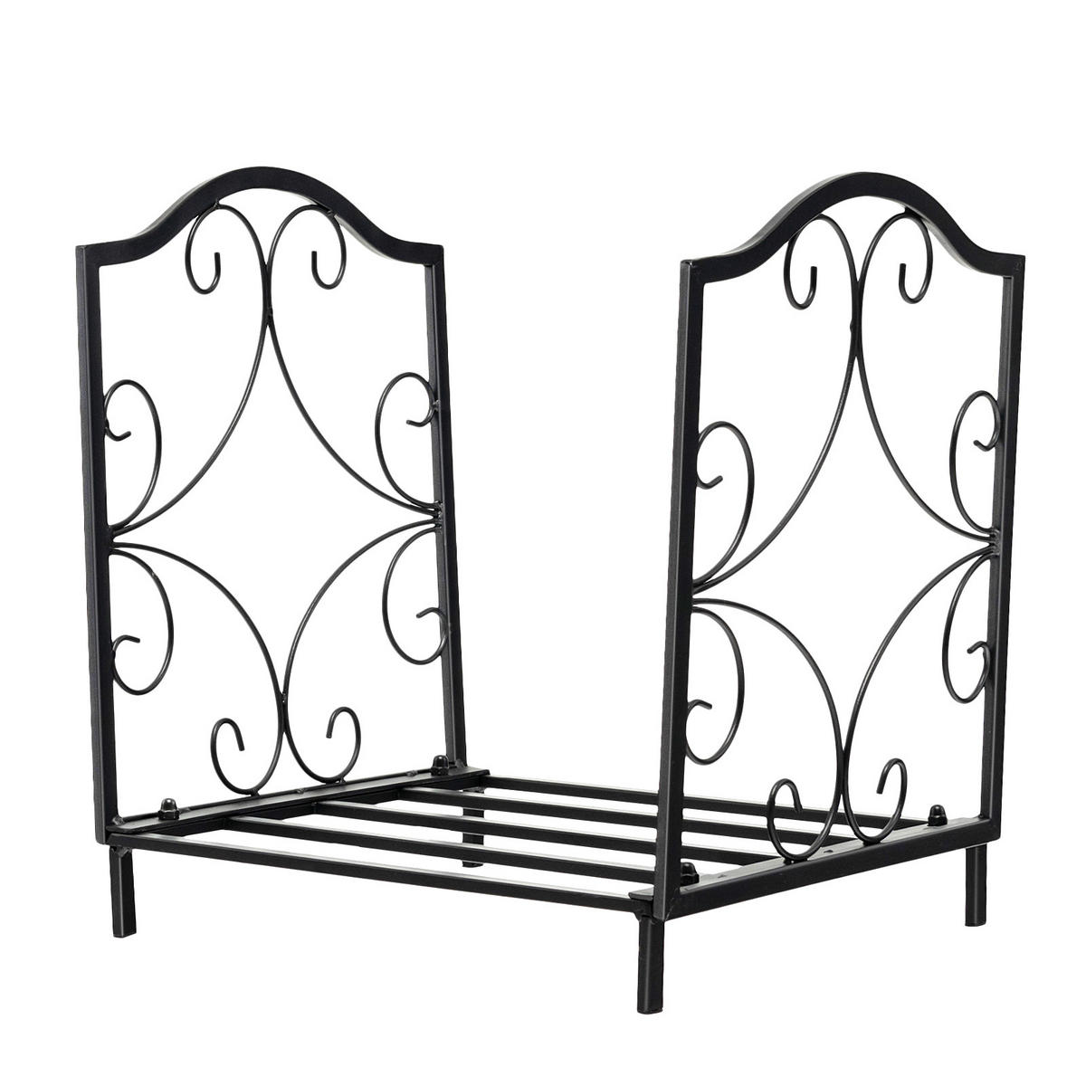 KAMINHOLZREGAL Schwarz - Schwarz, Metall (32/40/37cm) - COSTWAY