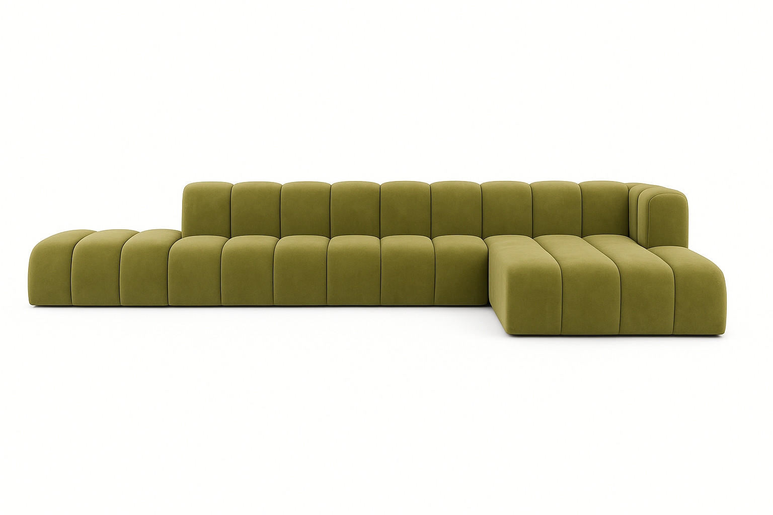 ECKSOFA Mit Hocker GRAND L, Stoff Salvador, Olive, Rechts - Olivgrün, Holz (386/179cm) - Kaiser Möbel