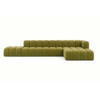 ECKSOFA Mit Hocker GRAND L, Stoff Salvador, Olive, Rechts - Olivgrün, Holz (386/179cm) - Kaiser Möbel