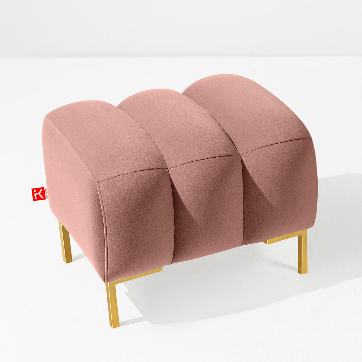 SITZHOCKER Polsterhocker PECCO, Veloursstoff - Goldfarben/Rosa, Holz/Textil (60/50/50cm) - KONSIMO®