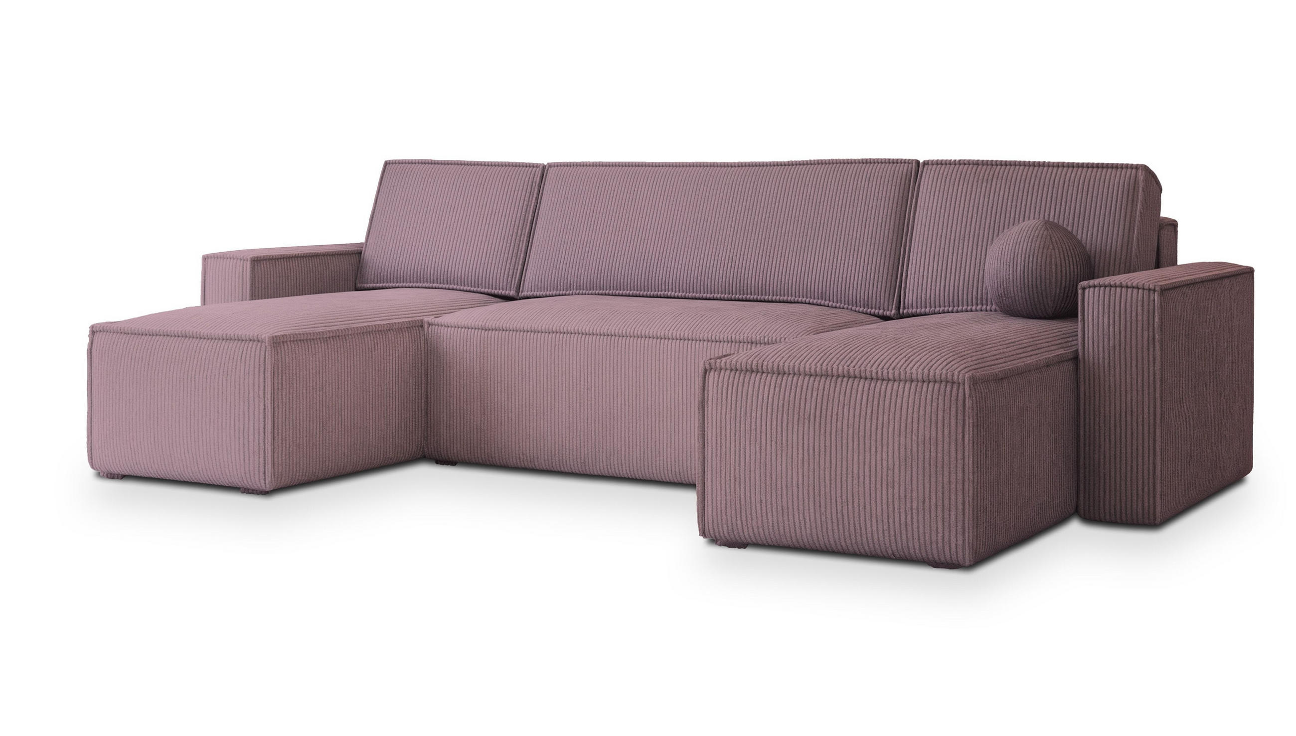 ROHOVÁ SEDAČKA PESANO fialová - šedá/fialová, dřevo/textil (306/140cm) - MASSENO