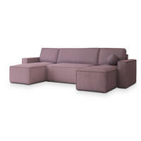 ROHOVÁ SEDAČKA PESANO fialová - šedá/fialová, dřevo/textil (306/140cm) - MASSENO