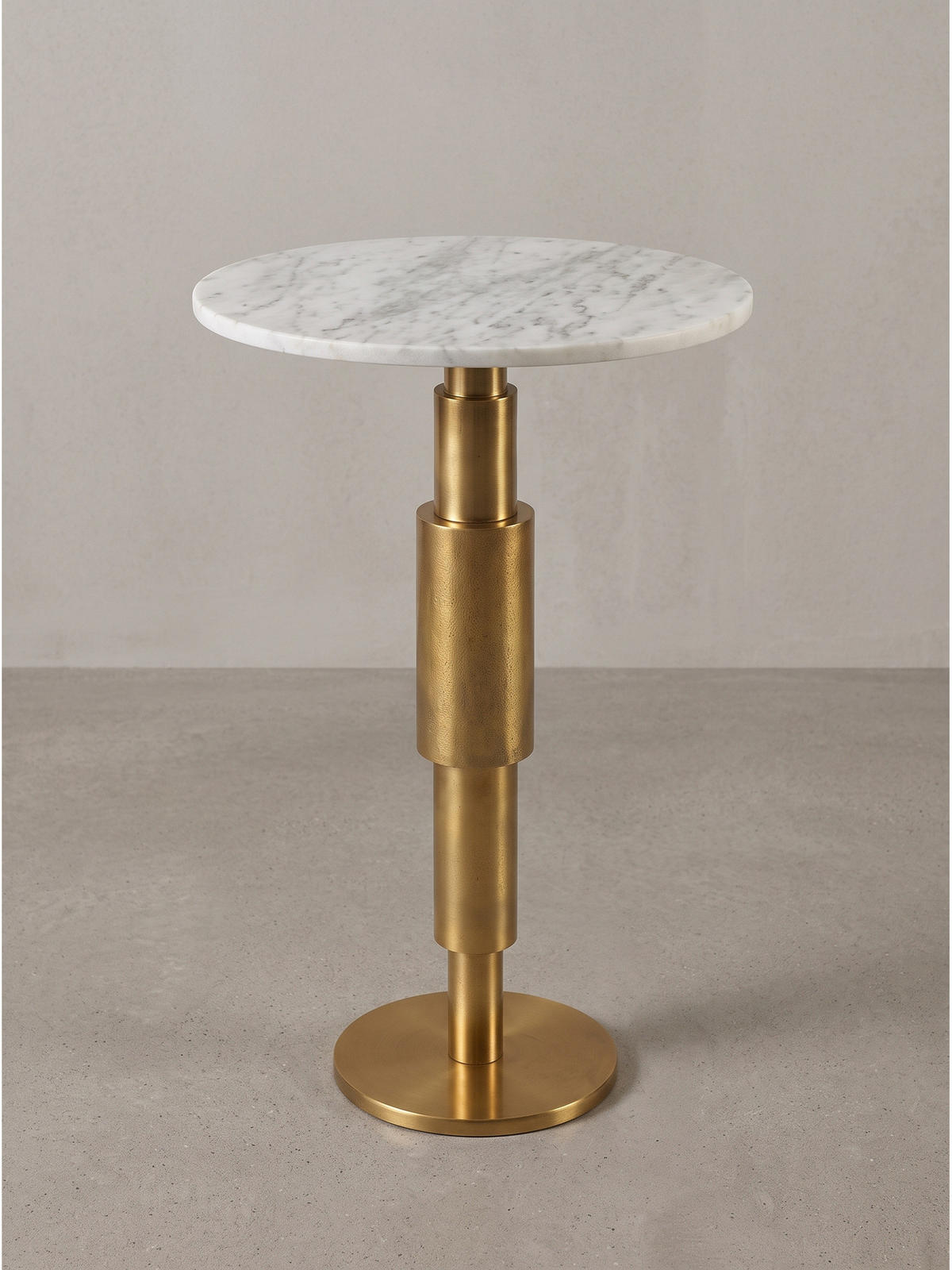 BEISTELLTISCH ESLA, Marmor, handgefertigt, Weiß-Gold, Ø 37 x 59 cm - Goldfarben/Weiß, Stein/Metall (37/37/59cm) - KADIMA DESIGN