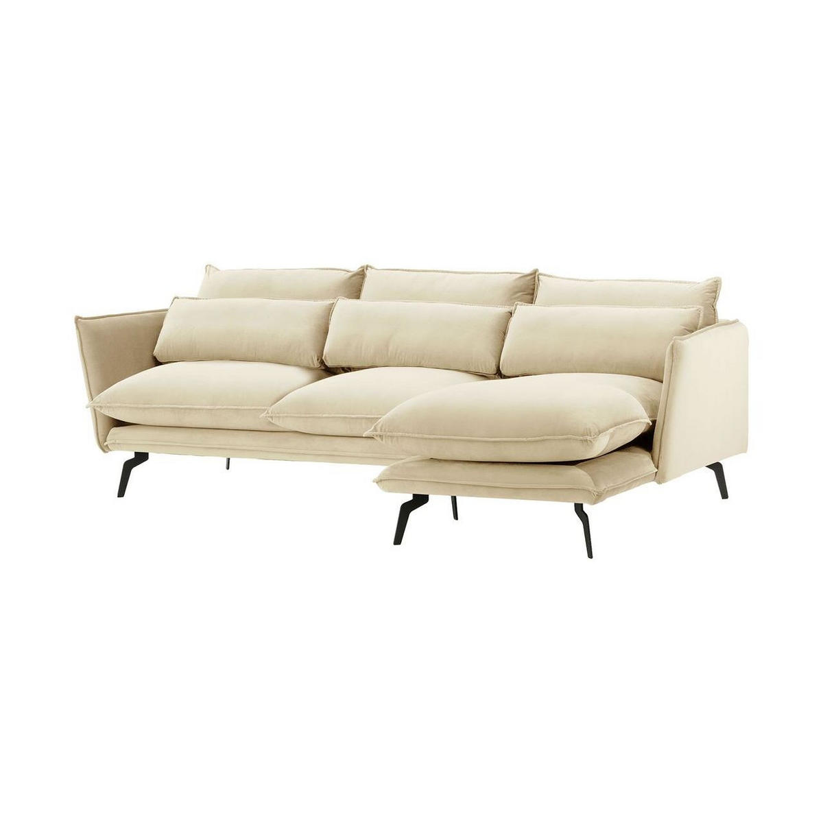 ECKSOFA Layla Rechts-Velluto 2 - Creme, Holz/Textil (278/160cm)
