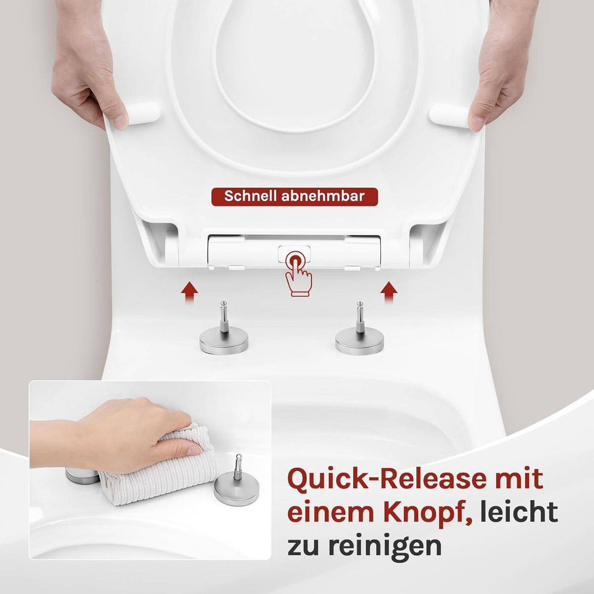 WC SITZ Deckel Absenkautomatik, Kunststoff, Fix-Clip - Weiß, Kunststoff (37/3/44cm) - Woltu