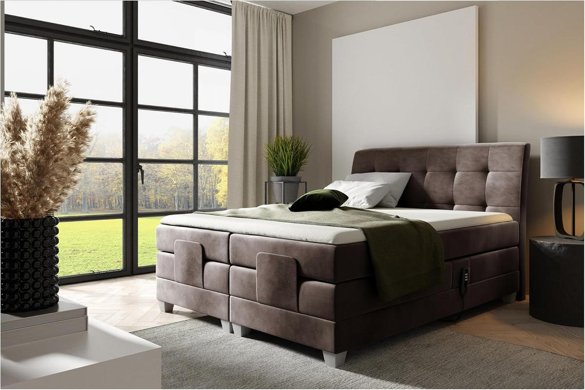 BOXSPRINGBETT DANTE - Braun, Holzwerkstoff (120/200cm) - Meblini